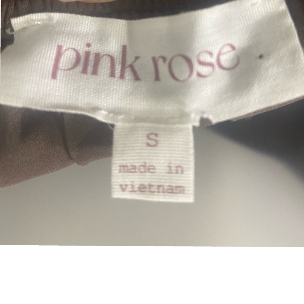Pink Rose Peplum Cropped Blouse Cacao Brown S - Picture 4 of 6